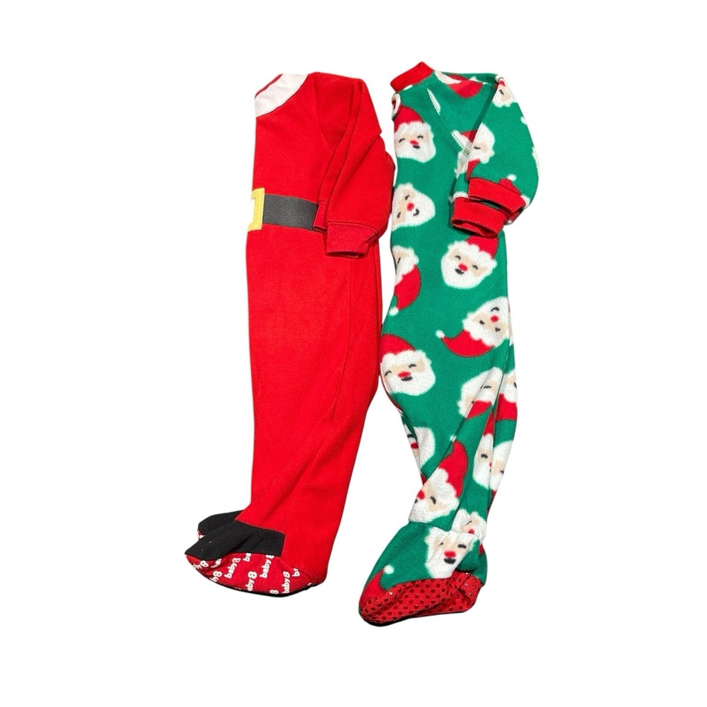 Crazy 8 & The Children's Place Boys Christmas Sleeper Pajamas Lot Of 2 Sz 6-12Mo - Picture 9 of 10